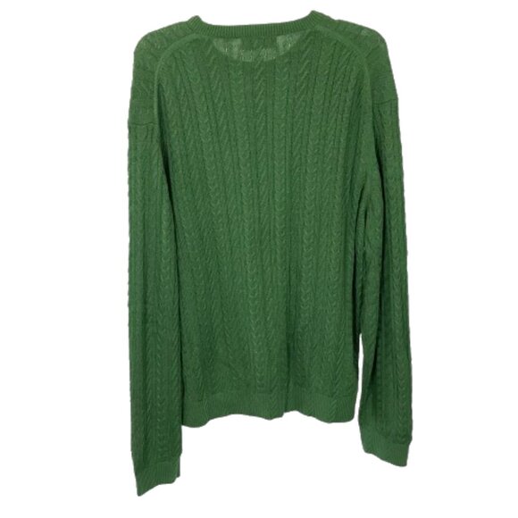 NWT Mens Size XXL Hickey Freeman Kelly Green Silk Blend Cable Knit Sweater NEW - Picture 3 of 3